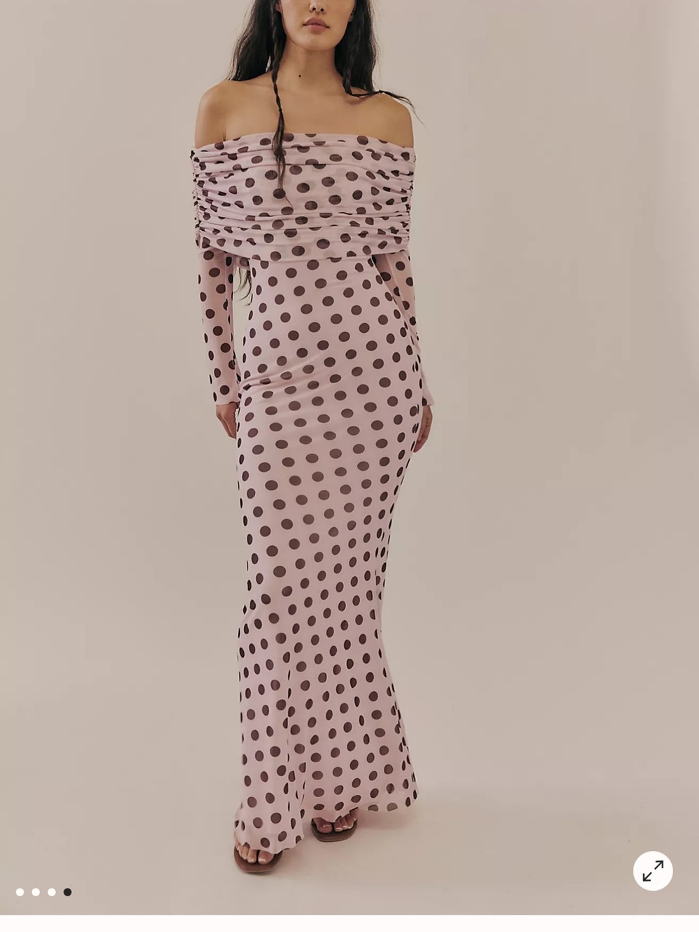 AFRM Polka Dot off the shoulder maxi